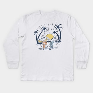 Rocky and bullwinkle sunbathing on the mountains Kids Long Sleeve T-Shirt